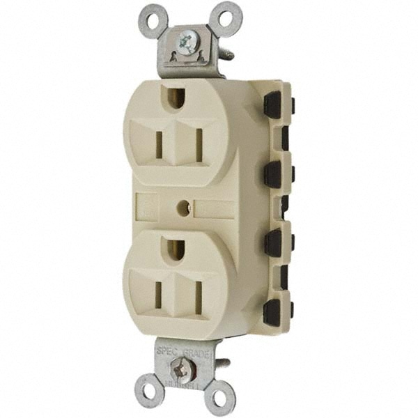 Straight Blade Duplex Receptacle: NEMA 5-15R, 15 Amps, Grounded