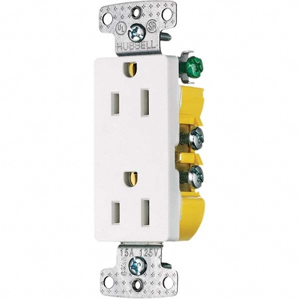 Straight Blade Duplex Receptacle: NEMA 5-15R, 15 Amps, Grounded