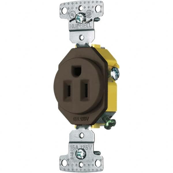Hubbell Brown Self Grounding 5-15R Receptacle 15A 125V RR151