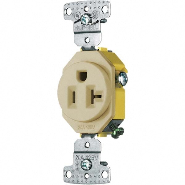 Straight Blade Single Receptacle: NEMA 5-20R, 20 Amps, Grounded