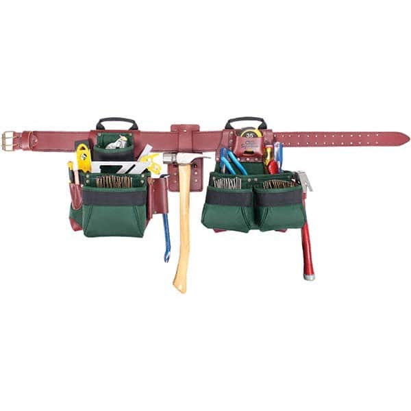 CLC 54531 Tool Aprons & Tool Belts; Tool Type: Apron ; Minimum Waist Size: 29 ; Maximum Waist Size: 42 ; Material: Leather; Nylon ; Number of Pockets: 17 ; Color: Brown/Green 