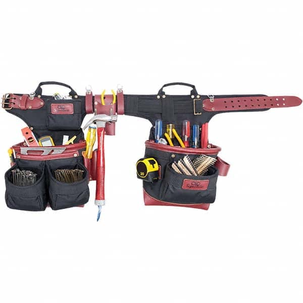 Tool Aprons & Tool Belts; Tool Type: Apron ; Minimum Waist Size: 32 ; Maximum Waist Size: 41 ; Material: Leather; Nylon ; Number of Pockets: 19 ; Color: Black/Brown