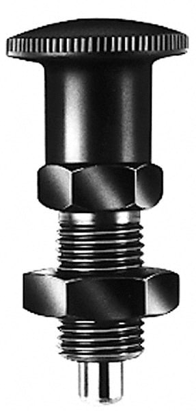 3/8-24, 0.54" Thread Length, 5.08mm Plunger Diam, Knob Handle Indexing Plunger