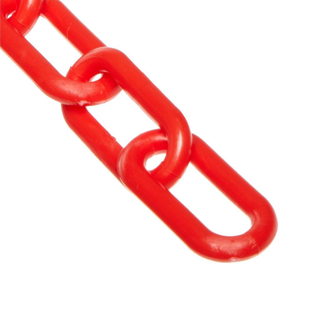 Safety Barrier Chain: Plastic, Red, 25' Long, 2" Wide