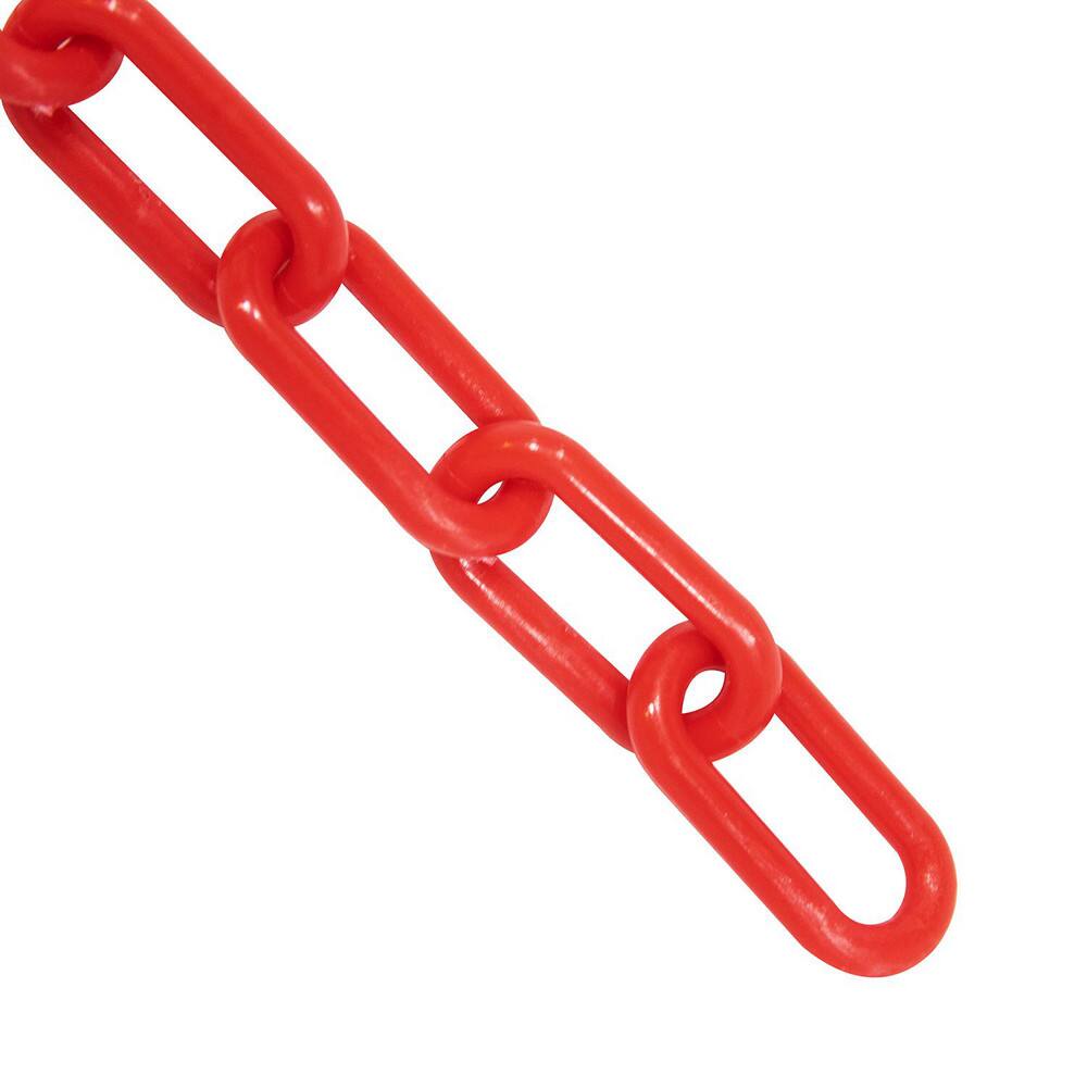 Safety Barrier Chain: Plastic, Red, 25' Long, 2" Wide