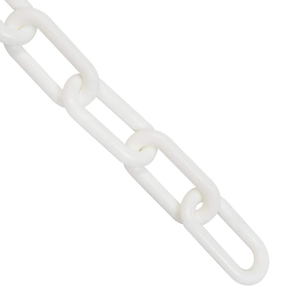 Safety Barrier Chain: Plastic, White, 25' Long, 2" Wide