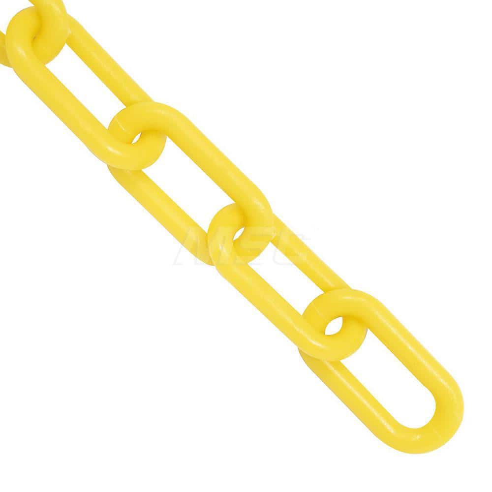 Safety Barrier Chain: Plastic, Yellow, 25' Long, 2" Wide