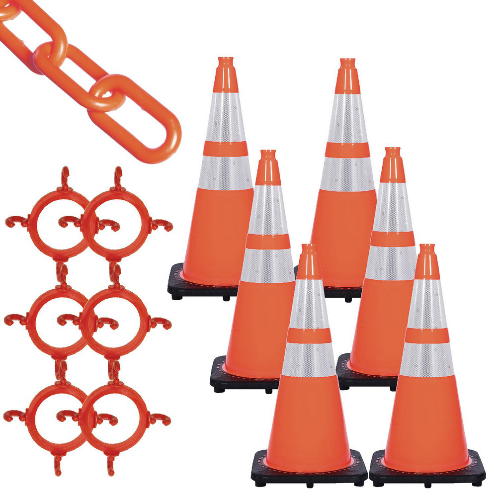 Mr. Chain Traffic Cone with Reflective Collar & Chain Kit Plastic