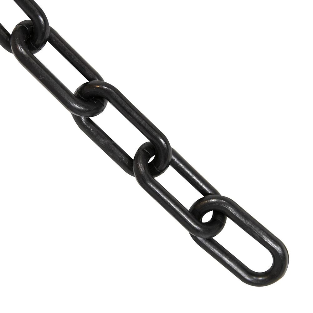 Safety Barrier Chain: Plastic, Black, 25' Long, 2" Wide