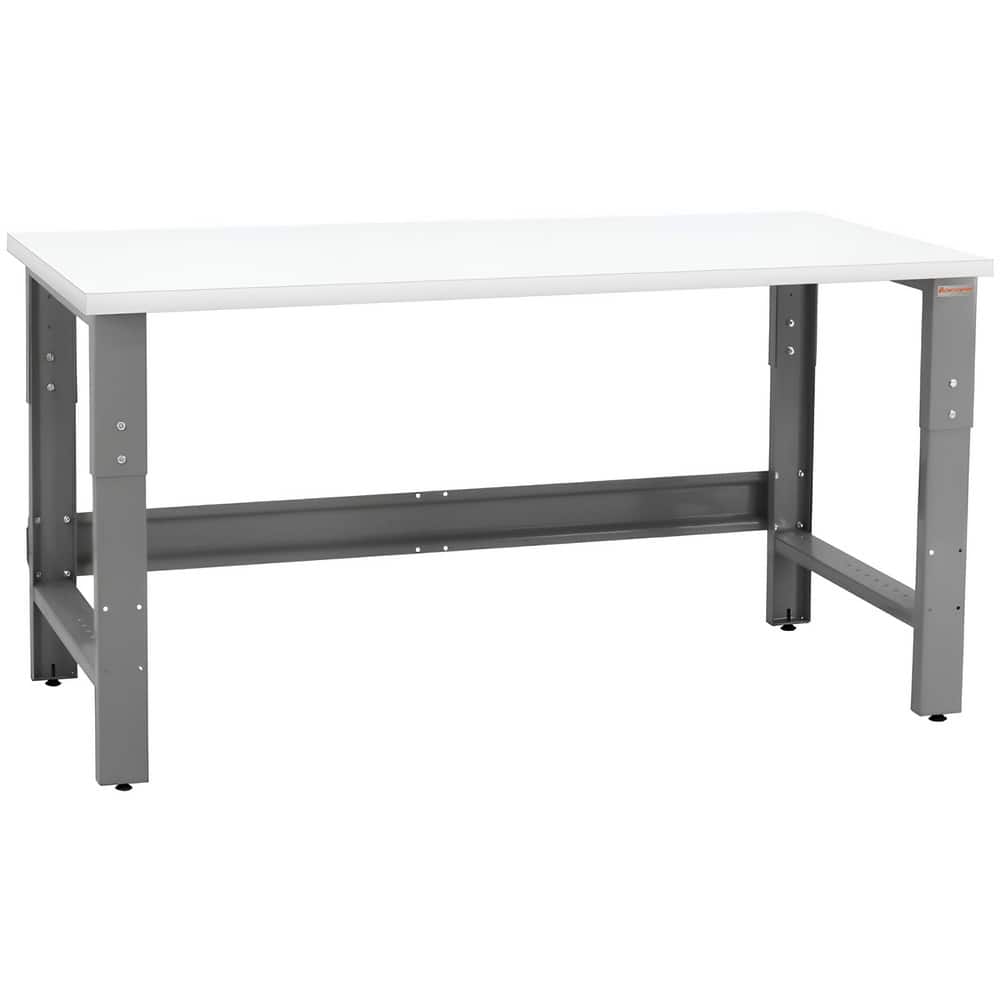 Stationary Work Bench: 48" Wide, 24" Deep, 36" High, Gray & White