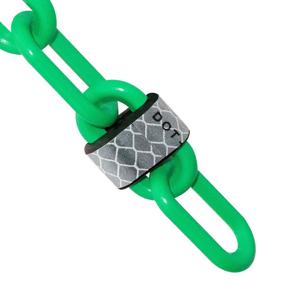 Safety Barrier Chain: Plastic, Safety Green, 25' Long, 2" Wide