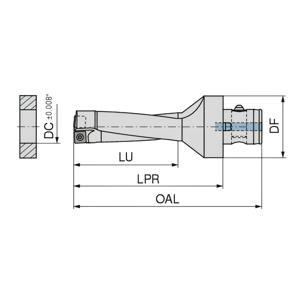 Komet Indexable Insert Drill KUBQ3D1625R12ABS50F, 15/8" Max Dia