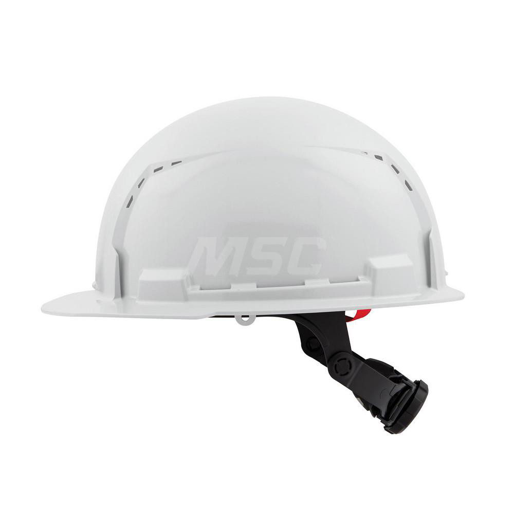 Hard Hat: Construction, Front Brim, Class C, 6-Point Suspension - White, HDPE