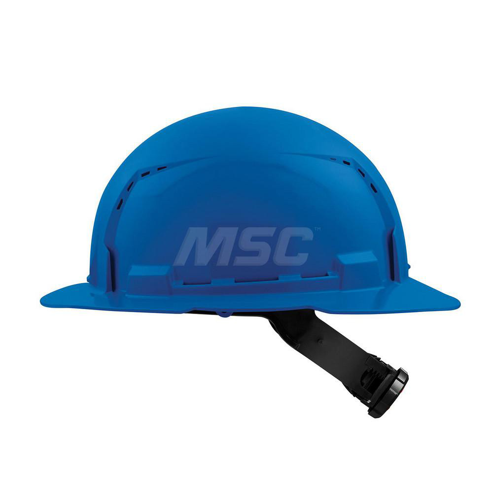 Hard Hat: Construction, Full Brim, Class C, 4-Point Suspension - Blue, HDPE