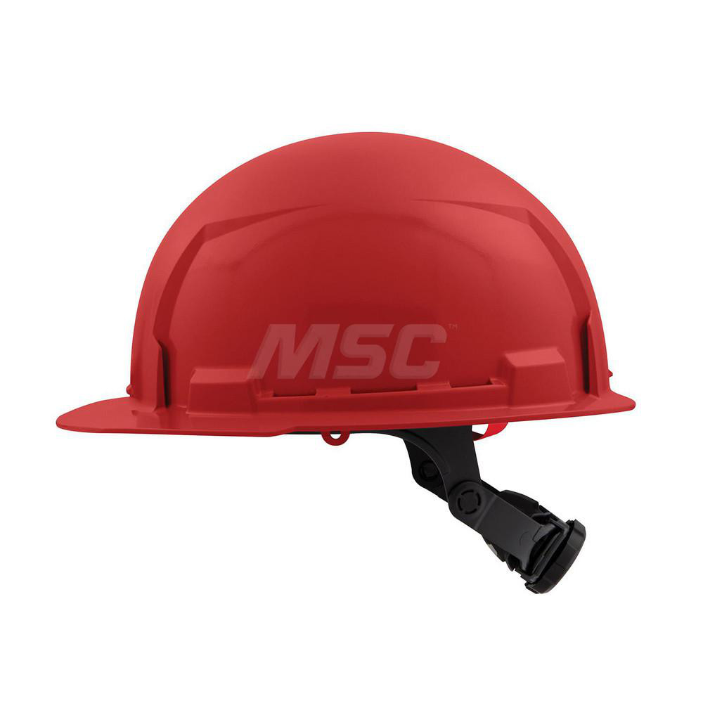 Hard Hat: Construction, Front Brim, Class E, 6-Point Suspension - Red, HDPE