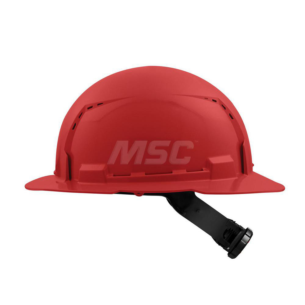 Hard Hat: Construction, Full Brim, Class C, 4-Point Suspension - Red, HDPE