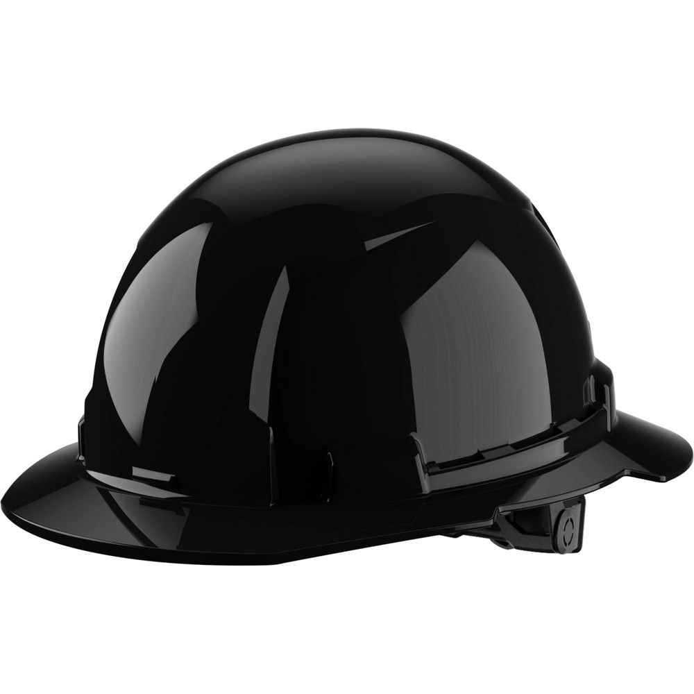 Hard Hat: Full Brim, Type I, Class E, 6-Point Suspension - Black, HDPE, Construction