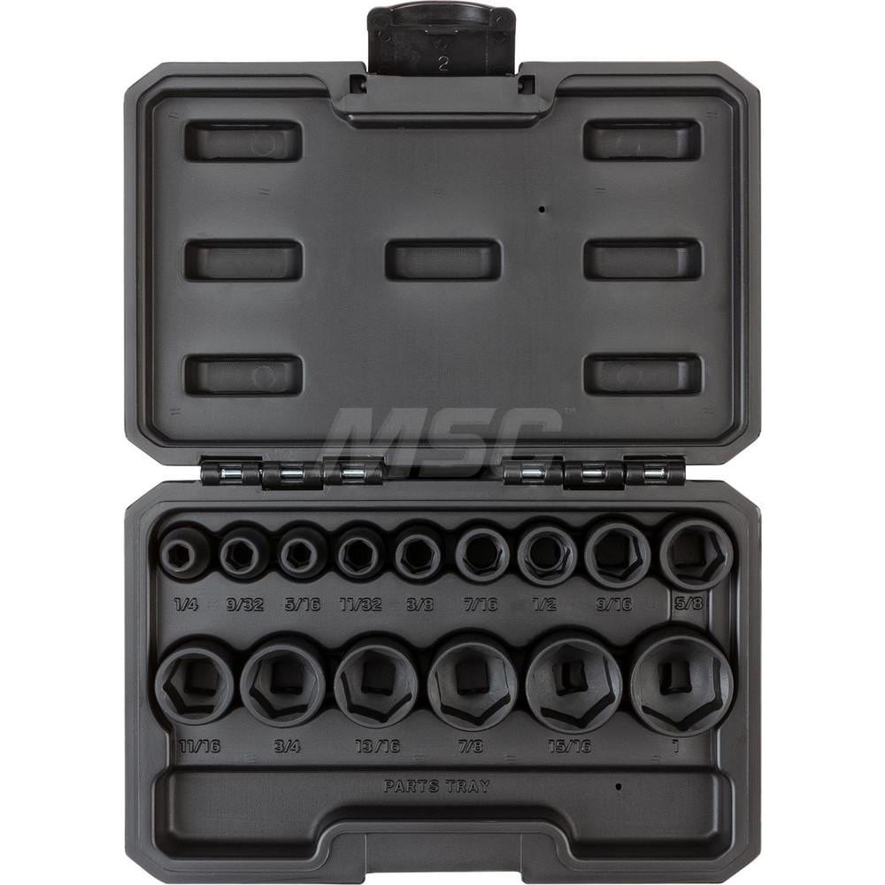 3/8 Inch Drive 6-Point Impact Socket Set, 15-Piece (1/4-1 in.) - Case