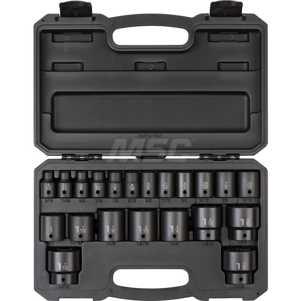 1/2 Inch Drive 6-Point Impact Socket Set, 21-Piece (5/16 - 1-1/2 in.)