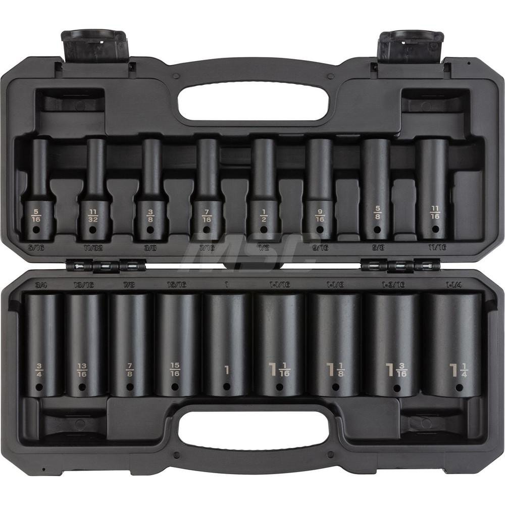 1/2 Inch Drive Deep 6-Point Impact Socket Set, 17-Piece (5/16 - 1-1/4 in.)