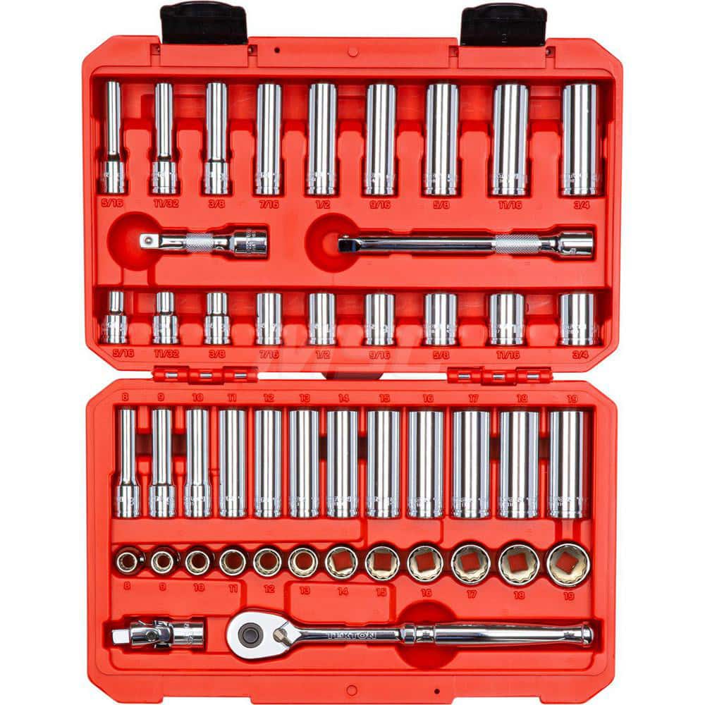 3/8 Inch Drive 12-Point Socket and Ratchet Set, 47-Piece (5/16-3/4 in., 8-19 mm)