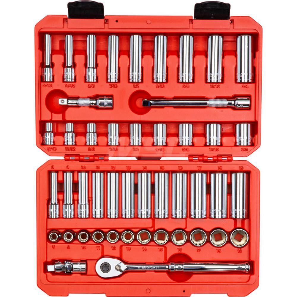 3/8 Inch Drive 12-Point Socket and Ratchet Set, 47-Piece (5/16-3/4 in., 8-19 mm)