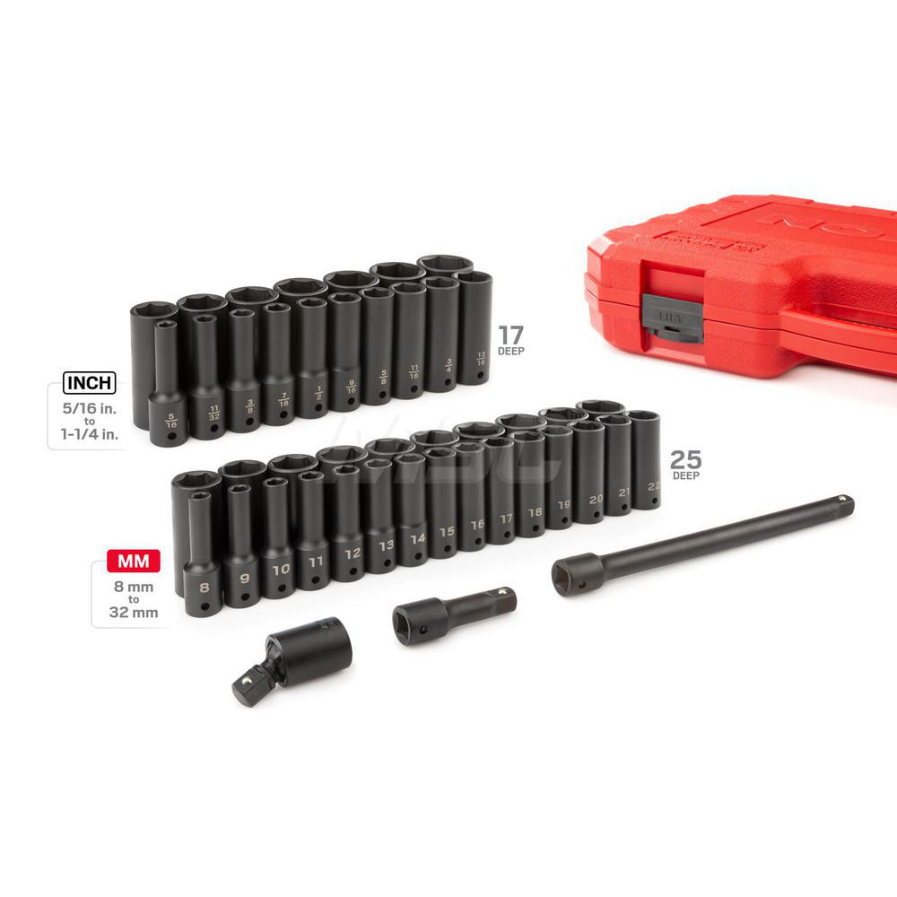Tekton Socket Set Socket Set 45 Pc, 5/16 to 11/4" Socket MSC