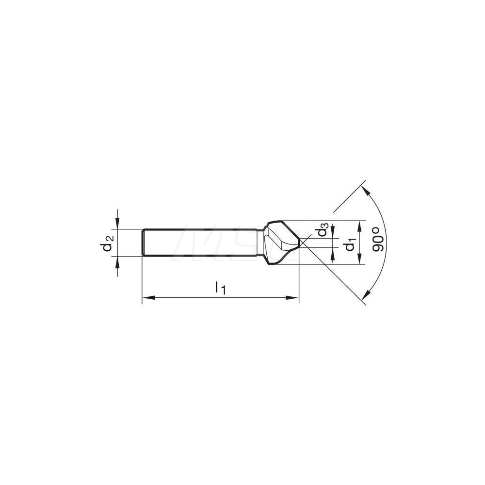 Guhring Countersink 90 ° Included Angle, 3 Flutes, HSCO, Right Hand