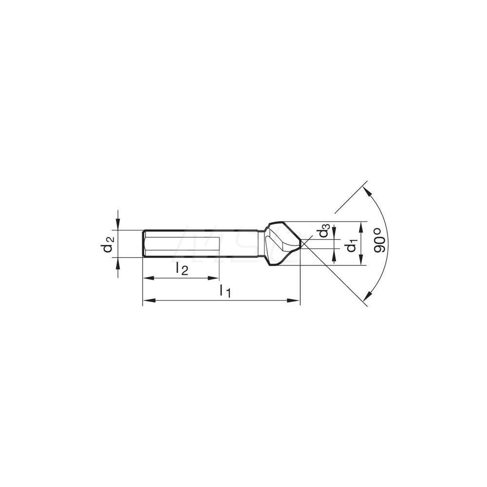 Guhring Countersink 90 ° Included Angle, 3 Flutes, HSCO, Right Hand