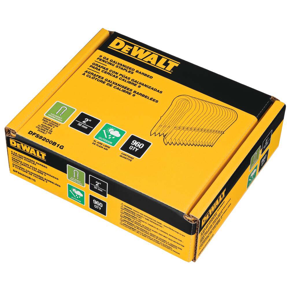 DeWALT Wide Crown Construction Staple 1/2" Wide, 2" Long, 9 Gauge