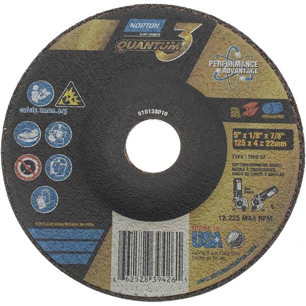 Depressed Center Wheel: Type 27, 5" Dia, Ceramic