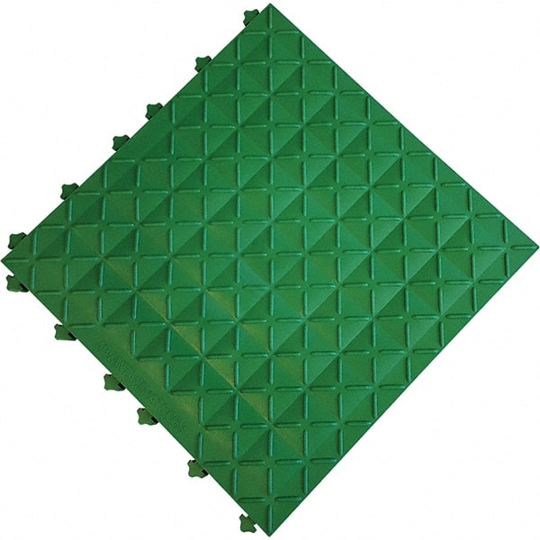 Ergo Advantage A1-GRN Anti-Fatigue Modular Tile Mat: Dry Environment, 18" Length, 18" Wide, 1" Thick, Interlocking Edge, Green 