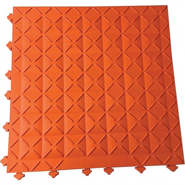 Ergo Advantage A1-O Anti-Fatigue Modular Tile Mat: Dry Environment, 18" Length, 18" Wide, 1" Thick, Interlocking Edge, Orange 