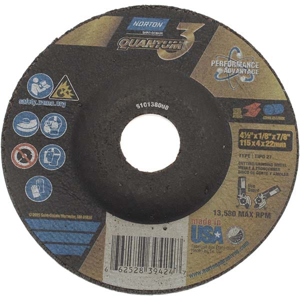 Depressed Center Wheel: Type 27, 4-1/2" Dia, Ceramic