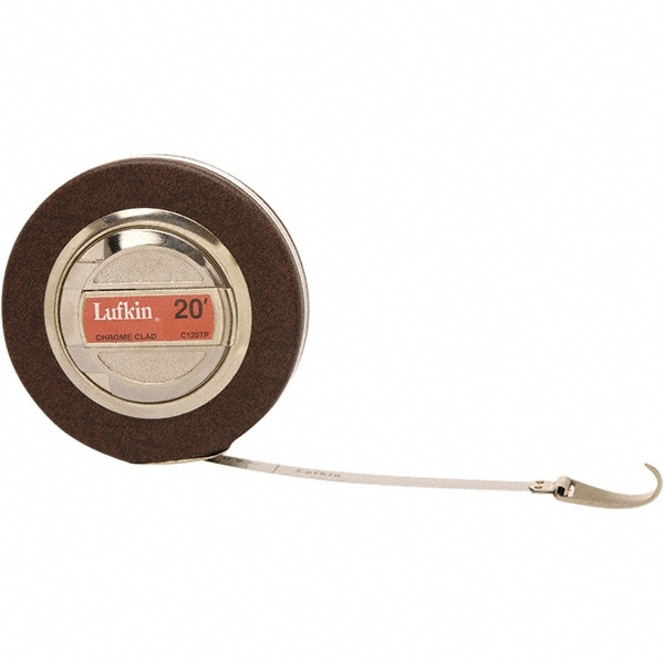 Tape Measure: 20' Long, 3/8" Width, White Blade