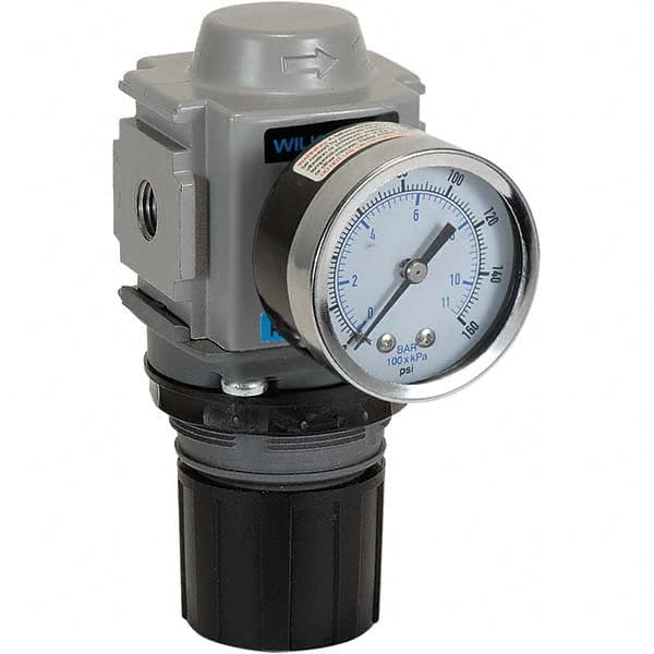 Wilkerson R18-02-F0G0B Compressed Air Regulator: 1/4" NPT, 300 Max psi, Compact 