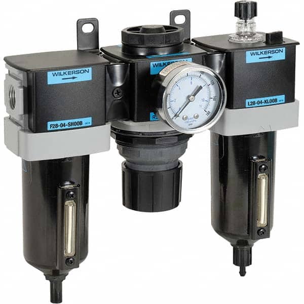Wilkerson C28-03-FKG0B FRL Combination Unit: 3/8 NPT, Standard, 3 Pc Filter-Regulator-Lubricator with Pressure Gauge 