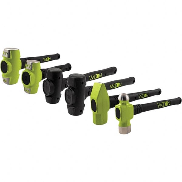 Hammer & Mallet Sets; Type: Master Hammer Set ; Number of Pieces: 6 ; Head Weight Pounds: 1-1/2; 2; 2-1/2; 4 ; Contents: Sledge Hammer, Ball Pein Hammer, Dead Blow Hammer; Cross Pein Hammer ; Handle Length: 12; 14; 16 ; Material: Drop Forged Steel