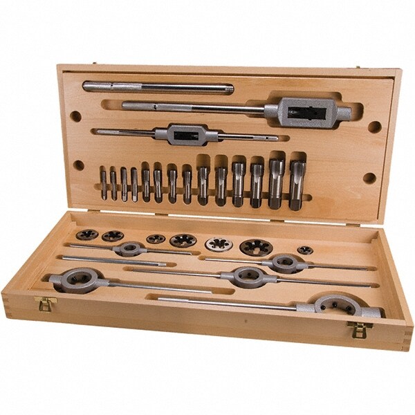 Tap & Die Set: 1/8 to 1" Taps, 1/8 to 1" Dies, BSP