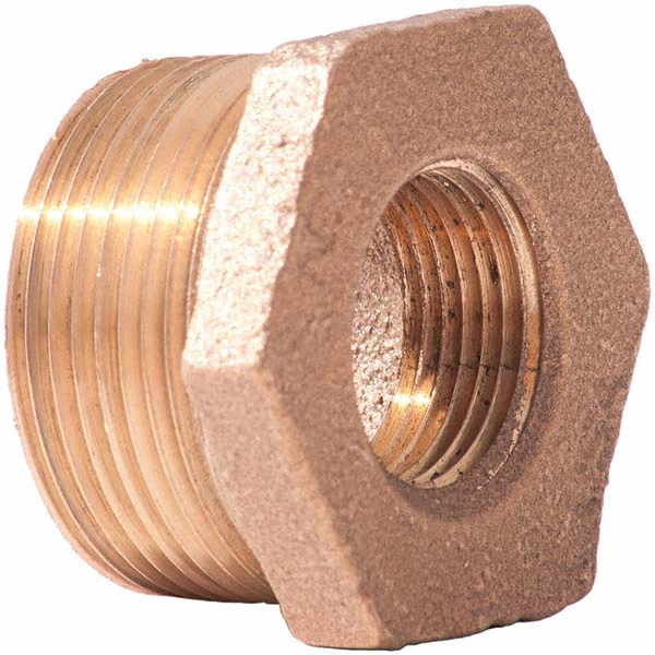 Brass Pipe Bushing: 3/8 x 1/4" Fitting, Threaded, MNPT x FNPT, Class 125, Lead Free