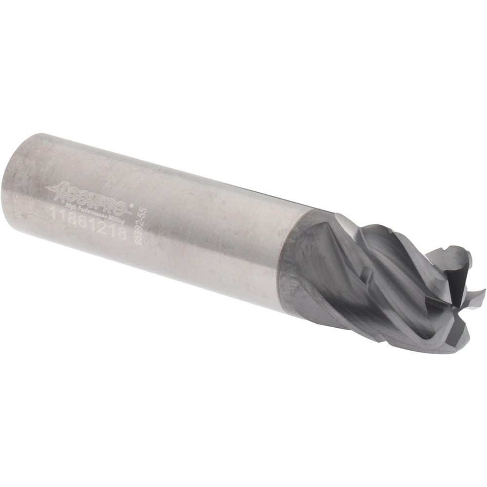 Accupro 6503977 Corner Radius End Mill: 5/8" Dia, 3/4" LOC, 0.09" Radius, 5 Flutes, Solid Carbide 