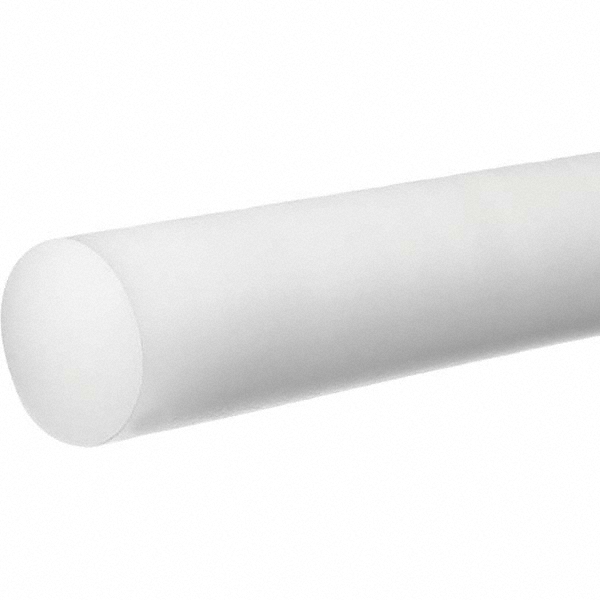 Plastic Rod: PTFE, 1" Dia, 12" Long, White