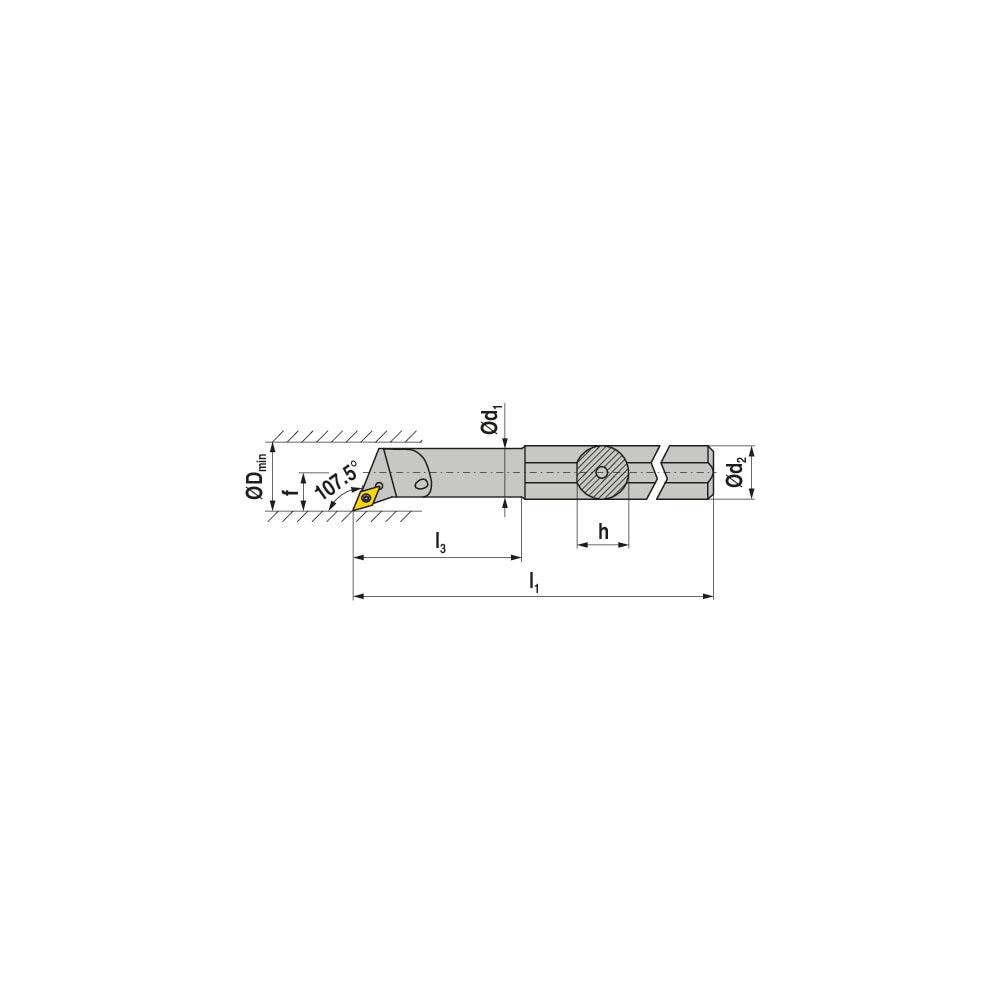 Ceratizit - Indexable Boring Bar: E-A1012K SDQCR 07, 15.5 mm Min Bore ...