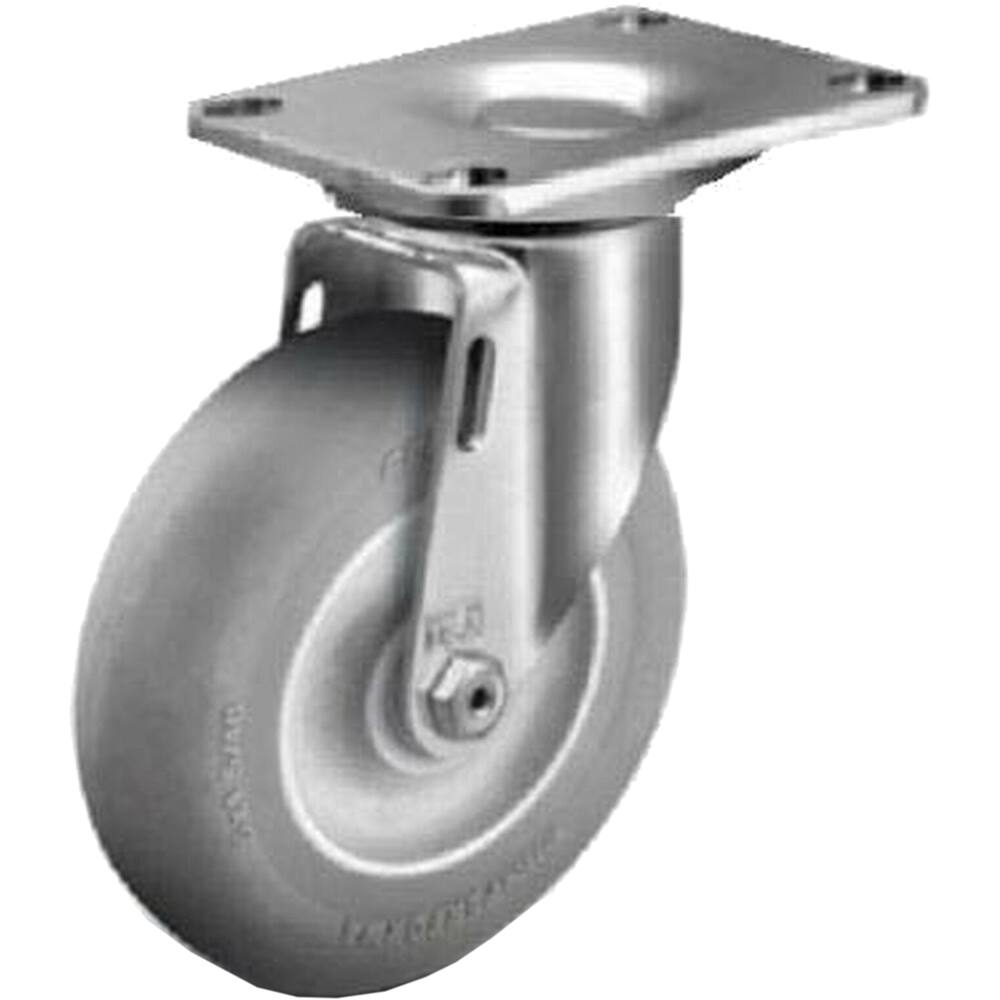 Swivel Top Plate Caster: Thermoplastic Rubber Elastomer, 3-1/2" Wheel Dia, 1-1/4" Wheel Width, 250 lb Capacity, 4-11/16" OAH