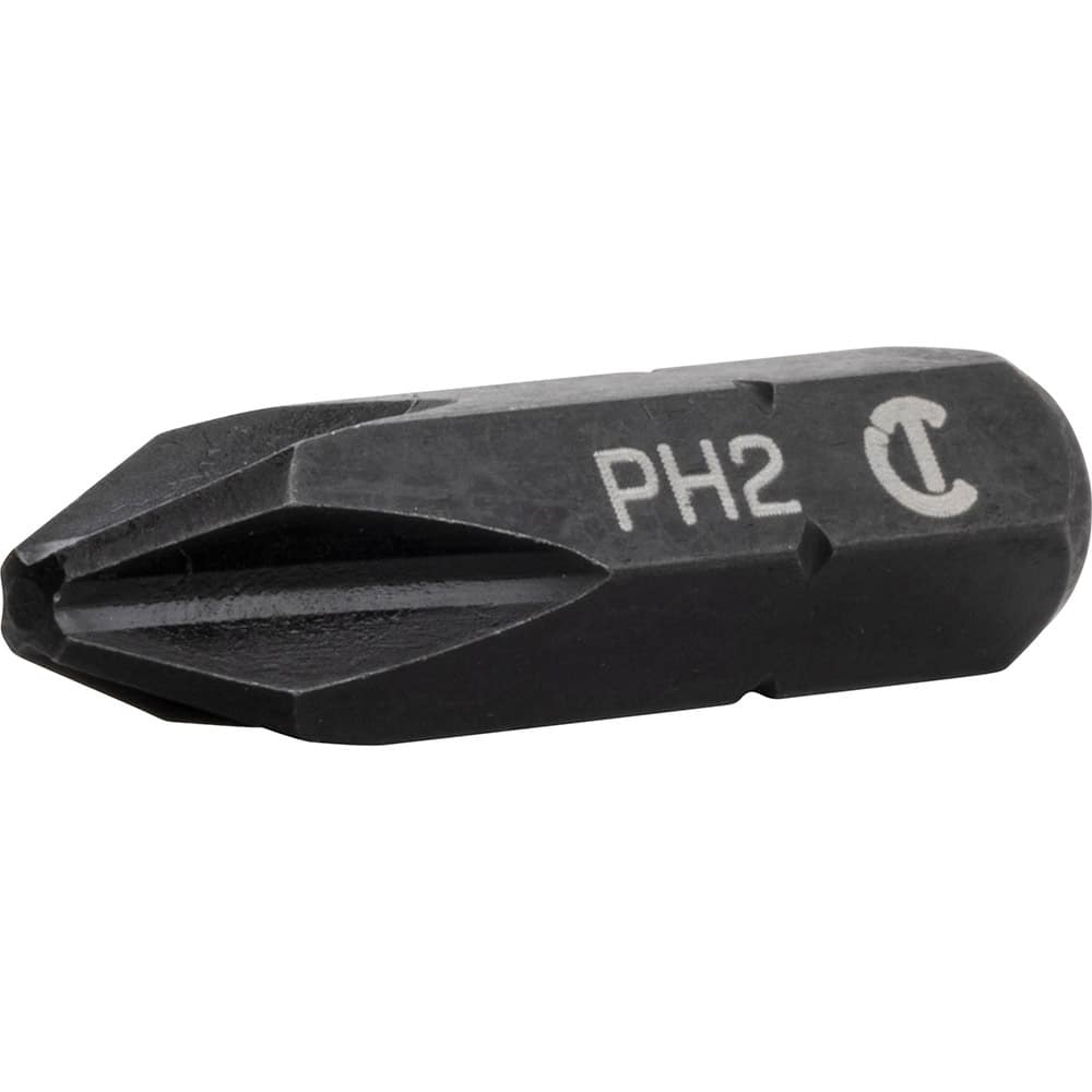 Phillips Screwdriver Insert Bit: #2 Point, 1/4" Drive, 1" OAL