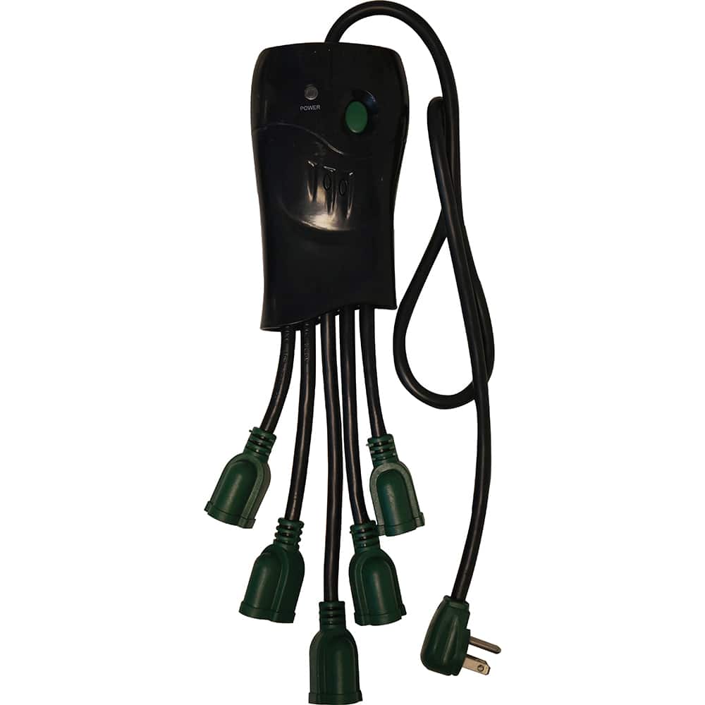 GoGreen Power GG-50CT Power Outlet Strips; Amperage: 15.0 ; Voltage: 125V ; Voltage: 125V ; Cord Length: 3ft ; Material: Plastic ; Number Of Outlets: 5 