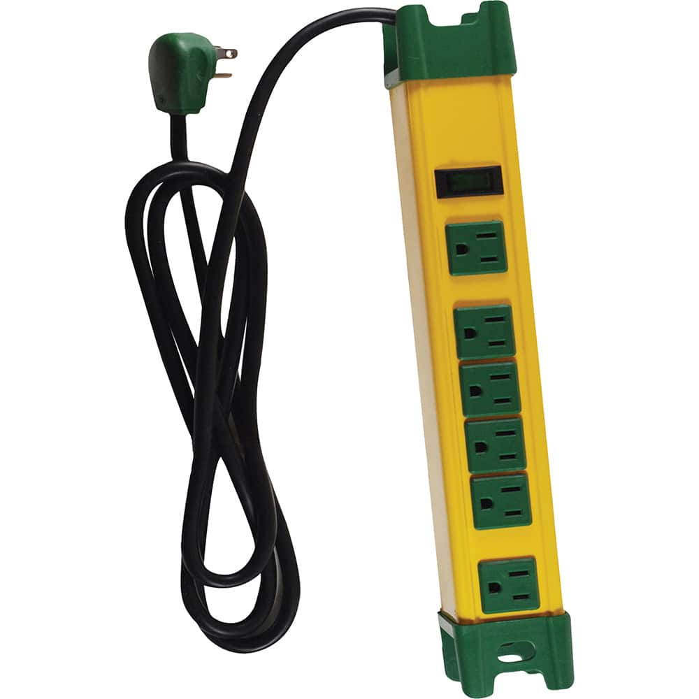 GoGreen Power GG-26114 Power Outlet Strips; Amperage: 15.0 ; Voltage: 125V ; Voltage: 125V ; Cord Length: 6ft ; Material: Metal ; Number Of Outlets: 6 