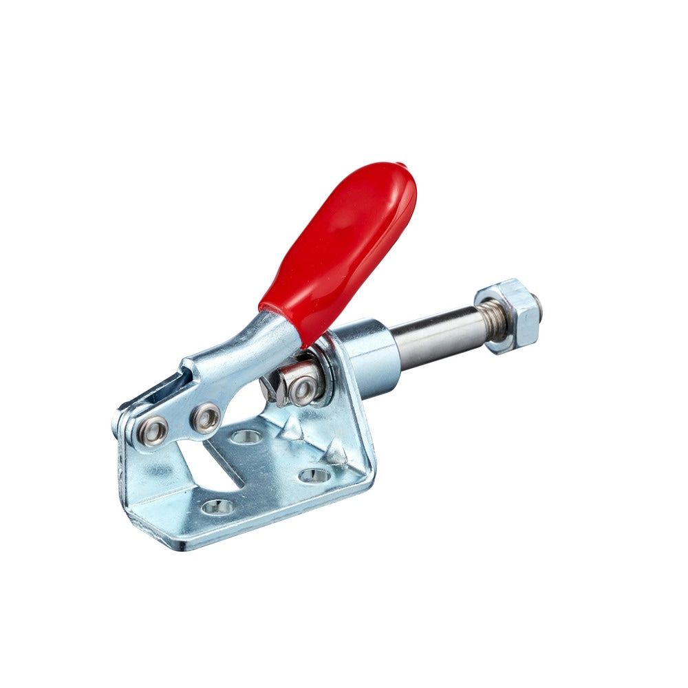 Standard Straight Line Action Clamp: 100 lb Load Capacity, 0.6575" Plunger Travel, Flanged Base, Steel