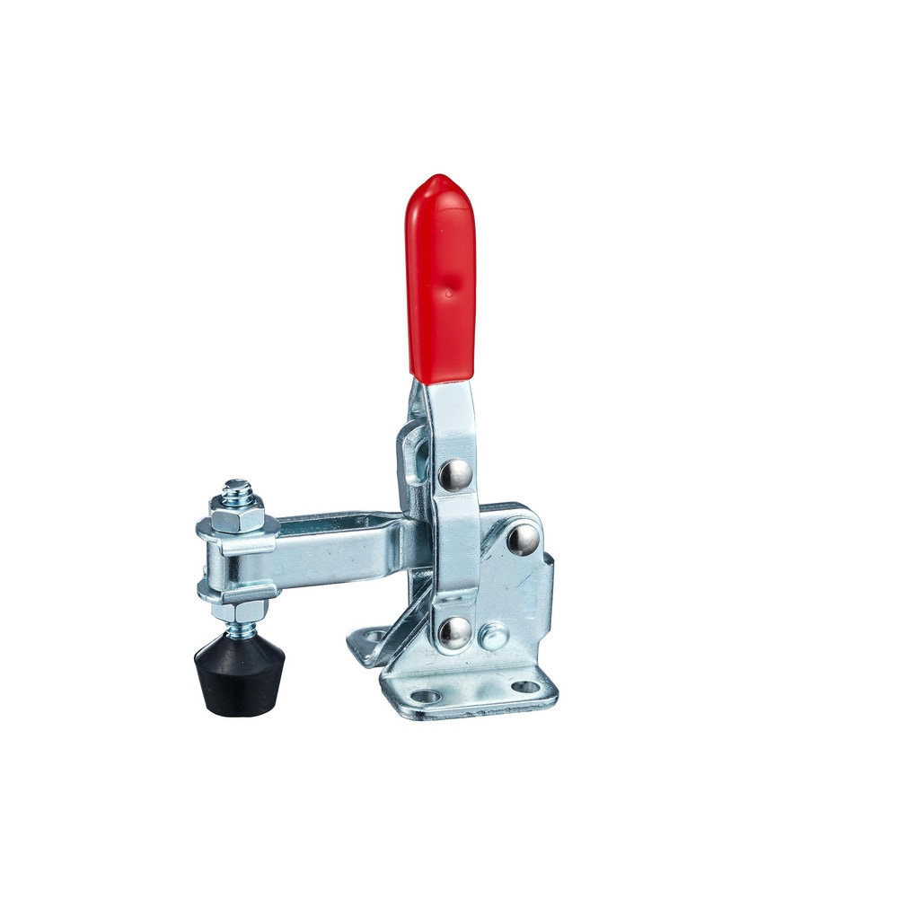 Manual Hold-Down Toggle Clamp: Vertical, 110 lb Capacity, U-Bar, Flanged Base