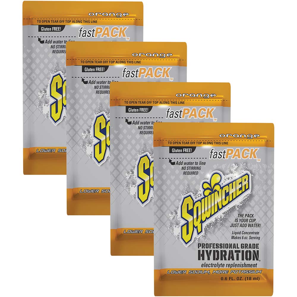 Sqwincher Sports Drink: 0.6 oz Pack, Orange, Liquid Concentrate, Yields 6.00 oz